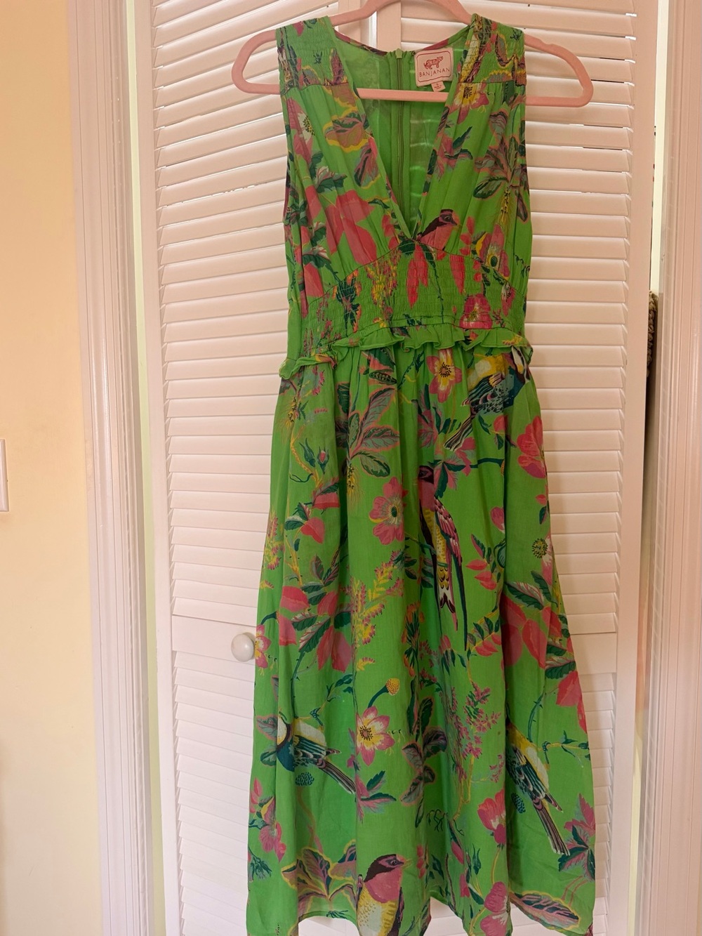 Benjanan Sleeveless Bird & Floral Dress size small